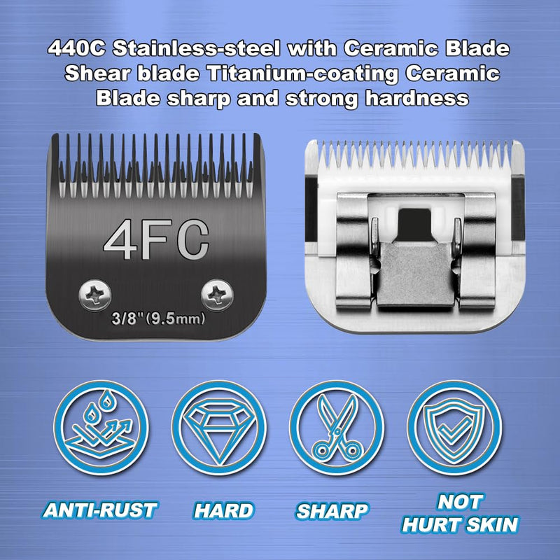 TRAH 5FC Blade Dog Grooming Clipper Replacement Blades Compatible with Andis Dog Clippers,Most A5, Wahl KM Series Clippers,Detachable Ceramic Blade,Size-5FC, 1/4-Inch Cut Length (6.3mm) Black 5FC 6.3mm - PawsPlanet Australia