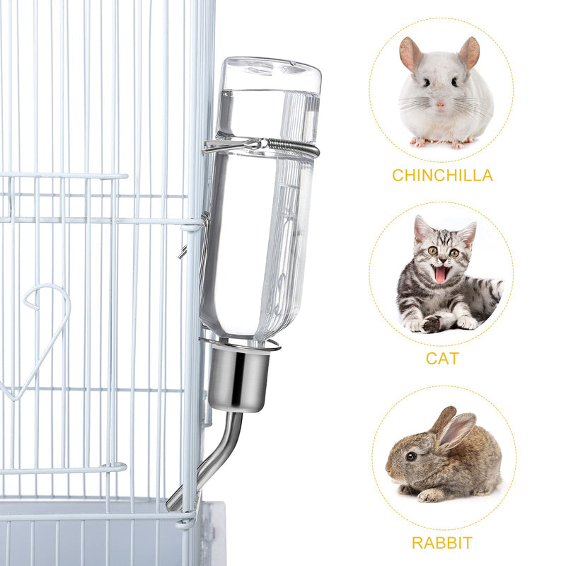 TEHAUX Parrot Water Feeder Pet Hanging Water Feeding Bottle No Drip Dispenser Pet Supplies with Stainless Steel Ball Nipple for Rabbits Guinea Pigs Hamsters Chinchillas 2pcs - PawsPlanet Australia