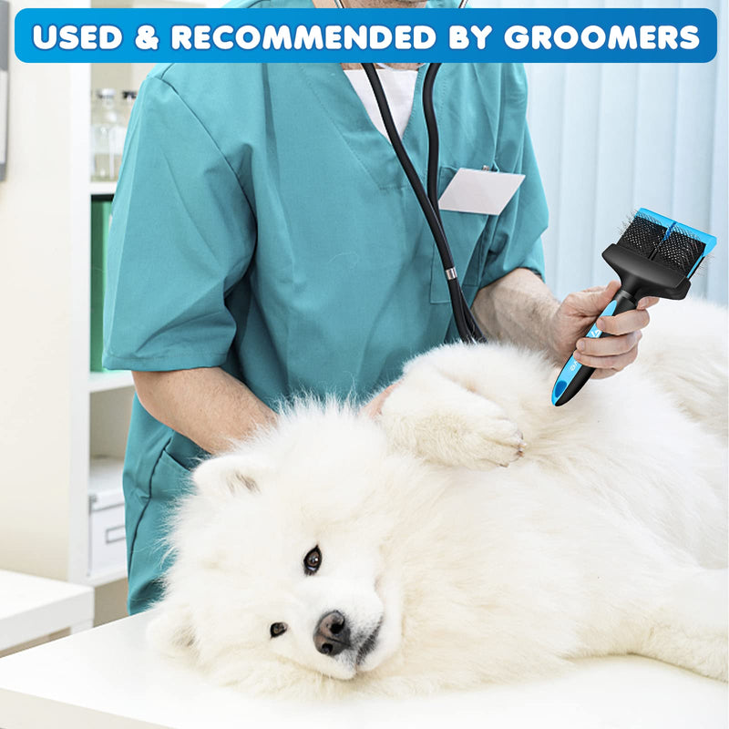 Dual Flex Slicker Brush Dog Brush, Gentle Grooming Tool for Sensitive Dogs & Cats - Ideal for Long Hair, Removes Undercoat, Tangles, and Knots - PawsPlanet Australia