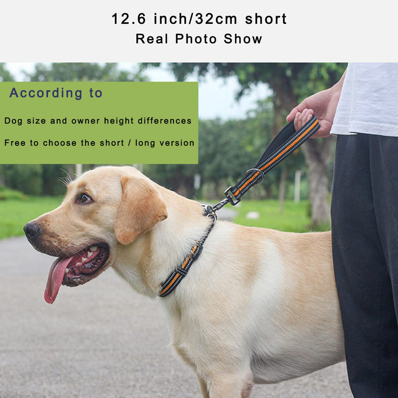 Nylon Short Dog Leash for Dog Training, Traffic Padded Handle, Short Dog Lead for Training Control, Reflective Threads Pet Leashes for Large Dogs and Medium Dogs(Black12.6 inch) Black 12.6in - PawsPlanet Australia