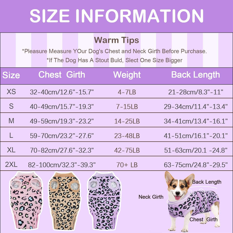 Kuoser Dog Recovery Suit for Dogs After Surgery,Professional Surgical Onesie for Female Male Dogs Spay Neuter,Soft Dog Surgery Suit Bodysuit for Abdominal Wounds Skin Disease,Purple Leopard M Medium (Back: 13.4" - 16.1"; Weight: 14 - 25LB) Purple Leopard - PawsPlanet Australia
