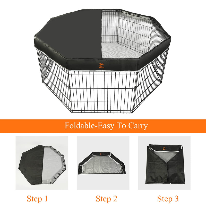 PJYuCien Dog Playpen Mesh Top Cover, Fits 24 Inch 8 Panels Regular Octagon Metal Exercise Pet Pen, Adhesive Tape Connections, Black (Note: Cover Only, Fence Not Included) Only Top Cover, Adhesive Tape Connections Connections - PawsPlanet Australia