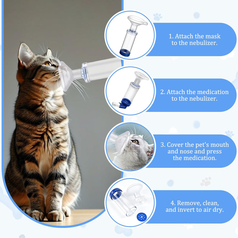 Aerosol Chamber Inhaler for Pets Inhaler Aerosol Chamber Medication Administrator Aerosol Inhaler with Masks Helps Pets Inhaler Spacer Cat Pet for Cats and Dogs