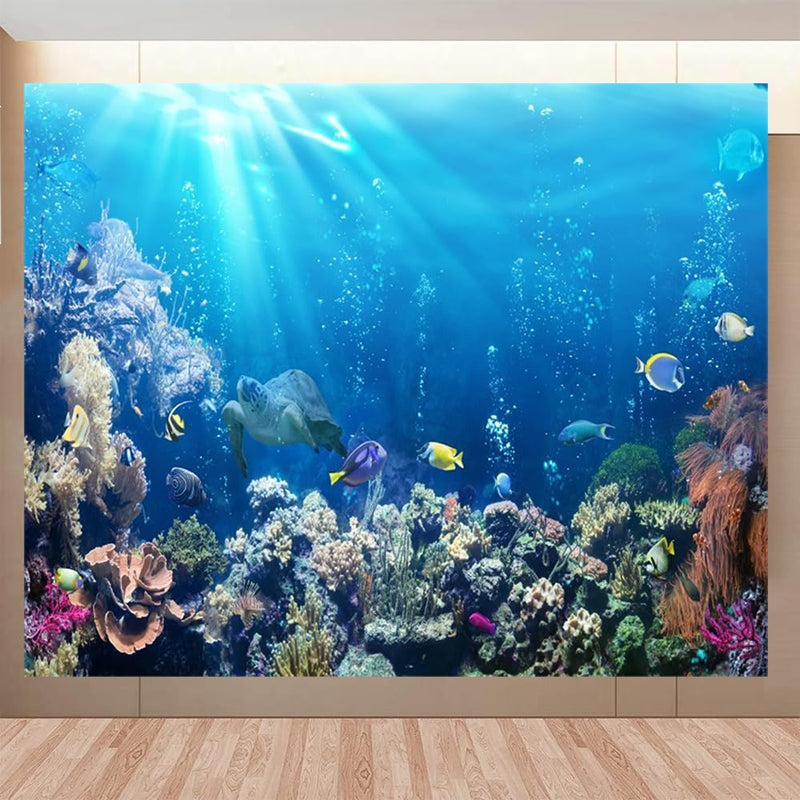 Under The Sea Backdrop 10x8ft Ocean Seabed Underwater World Turtle Coral Reef Deep Sea Photography Background Marine Aquarium Backdrops Banner Decorations - PawsPlanet Australia