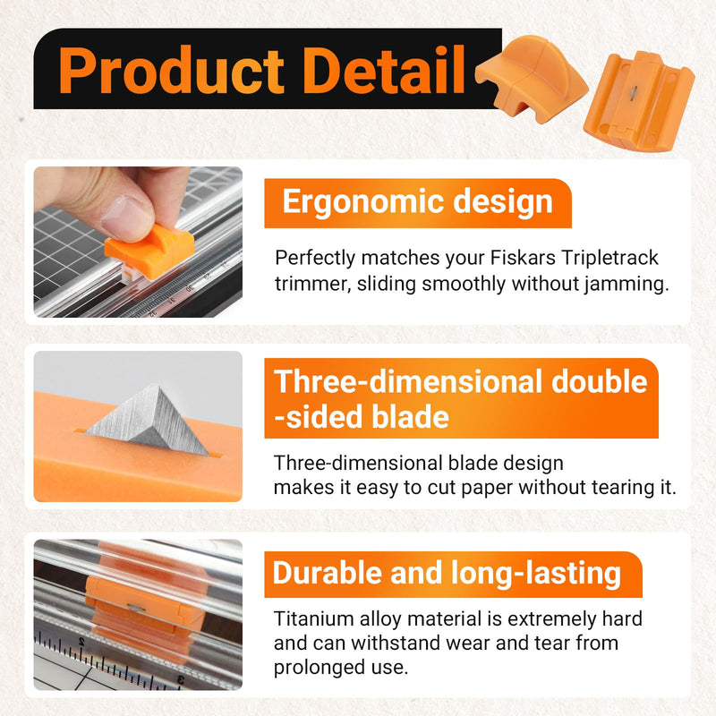 157400-1001 TripleTrack Blade for Fiskars SureCut & Precision Paper Trimmer, Paper Cutting Style I Titanium Blades Replacement for Fiskars Portable Craft Paper Cutter Trimmer, 2 PCS