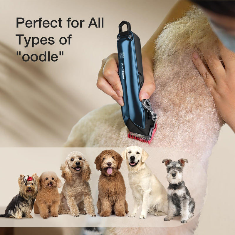 Dog Clippers for Grooming for Thick Coats, Detachable Blade Cordless Rechargeable Professional Pet Grooming Hair Trimmer Shaver Kit with 8 Guide Combs for Dogs Cats Animals Blue&black - PawsPlanet Australia
