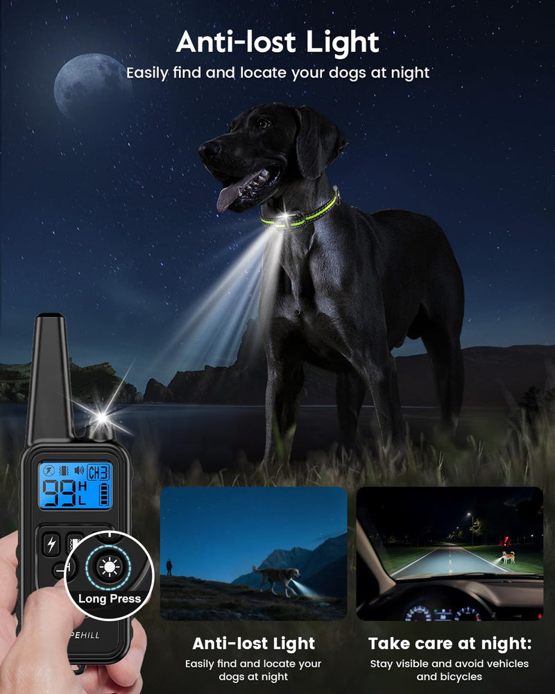 Dog Training Collar with 7 Training Modes, 4200Ft Remote Electronic Dog Shock Collar, Electric Shock Collar for Small Medium Large Dogs (Green) Green - PawsPlanet Australia