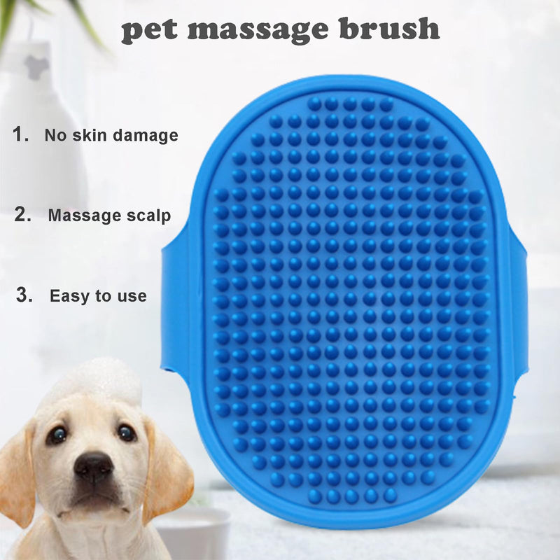 4Pcs Dog Shower Grooming Kit, Soft Silicone Pet Shampoo Massage Dispenser Brush, Adjustable Soothing Rubber Brush, Self-Cleaning Slicker Comb, Gentle Deshedding Brush Glove for Cats & Dogs - PawsPlanet Australia