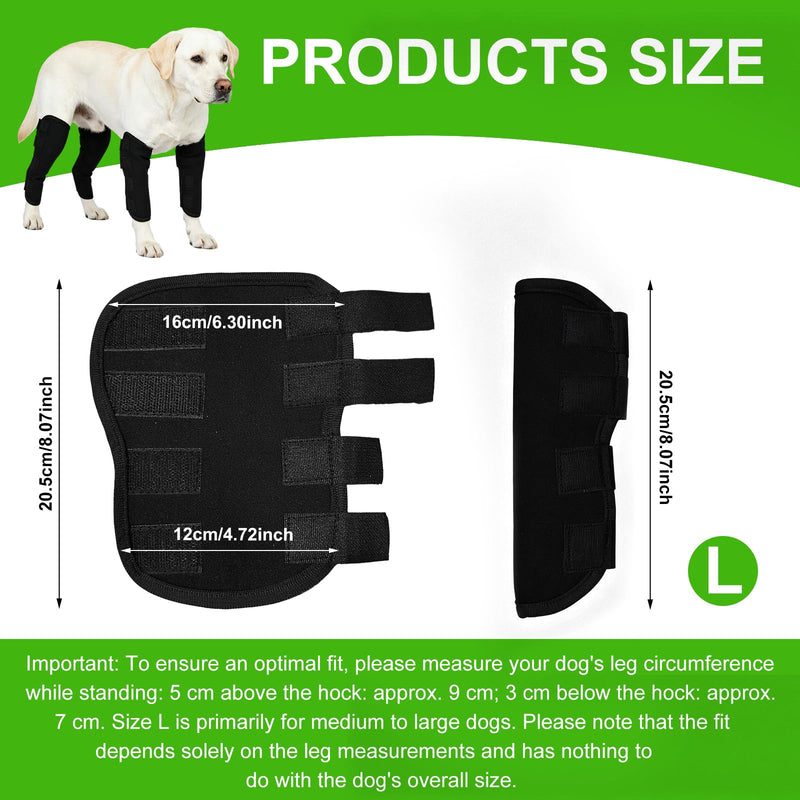 Pack of 2 Dog Ankle Protection Bandage, Ankle Bandage for Dogs, Ankle Bandage for Front and Rear Legs, Prevent Licking, for Wound Healing (Black, L)