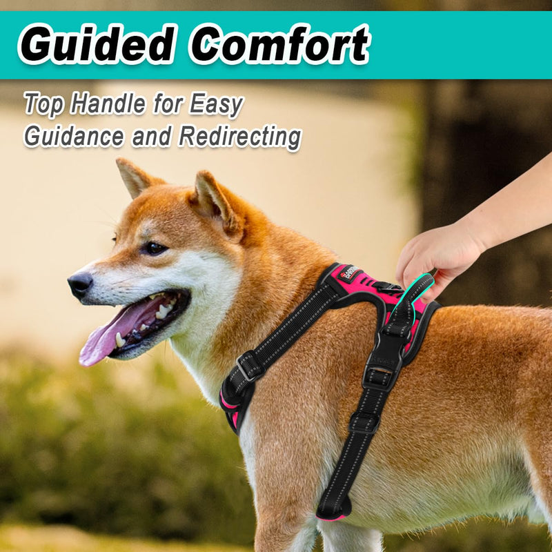 BARKBAY No Pull Pet Harness Dog Harness Adjustable Outdoor Pet Vest 3M Reflective Oxford Material Vest for pink Dogs Easy Control for Small Medium Large Dogs - PawsPlanet Australia