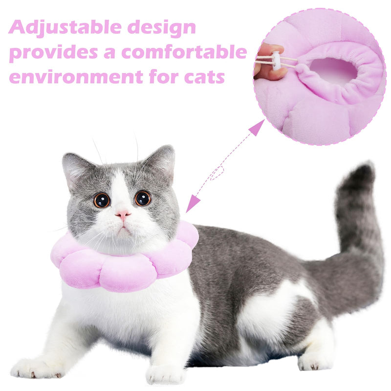 Soft Cat Collar with 1 Flea Comb, Cat Collar Lick Protection Cat, Adjustable Collar for Cats and Small Dogs, Cat Collar Recovery Cat Collar After Surgery (Purple, M)