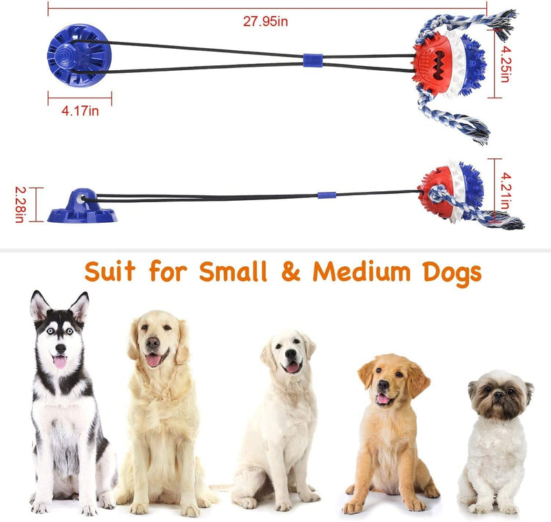 Suction Cup Dog Toy for Aggressive Chewers，Dog Rope Ball Interactive Tug of War Toy, Puppy Tug Toy Squeaky Ball Puzzle Toys for Teeth Cleaning Toys for Small Medium Large Dog Suction Cup Dog Toy