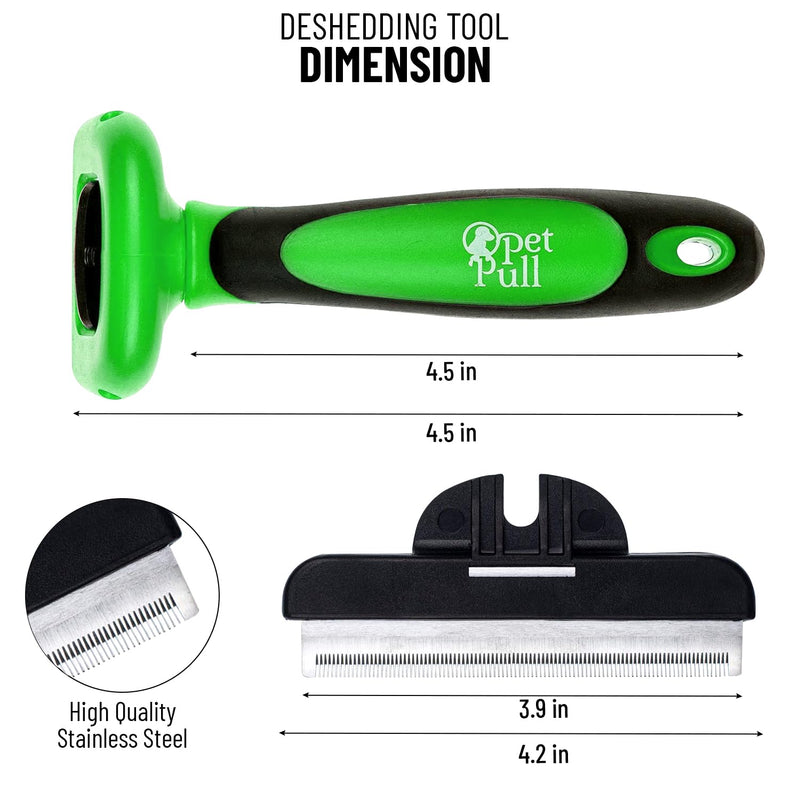 Pet Deshedding Tool Cleaning Brush - Green - For Dogs & Cats - Hair Removal Tool - Stainless Steel Knot Detangler Comb - 95% Shedding Reduce - PawsPlanet Australia