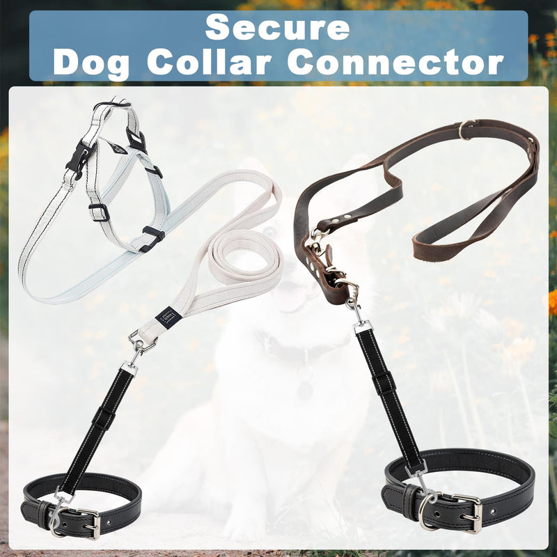 2 Pcs Dog Collar Safety Clips with Double Ended Clasps, Adjustable Collar Backup Clip with Reflective Stripes Harness Collar Connector for Walking Training Running Black - PawsPlanet Australia
