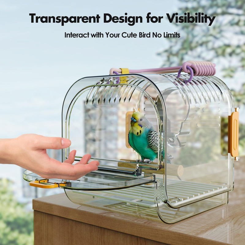 Small Bird Travel Carrier, Portable Bird Cage for Small Bird Parrot Parakeet with Shade Cover and Standing Perch, Lightweight Bird Carry Transport Cage for Vet Visit Shopping and Outdoor Adventure Yellow - PawsPlanet Australia