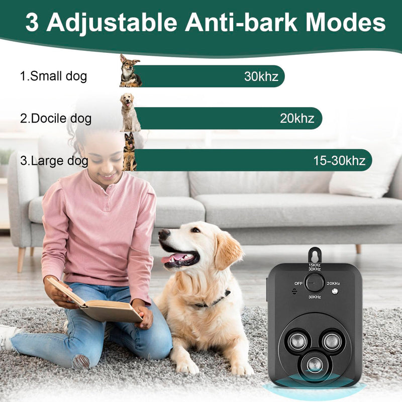 Anti Barking Device, Auto Dog Barking Control Devices with 3 Modes, Rechargeable Ultrasonic Bark Box Dog Barking Deterrent Devices, Effective Stop Barking Dog Devices Safe for Indoor Outdoor Dogs - PawsPlanet Australia