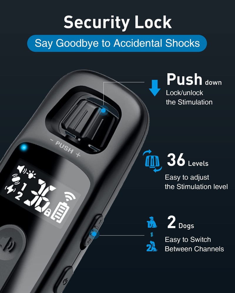 ABBIDOT Dog Shock Collar, 3300 FT Dog Training Collar with Remote, IPX7 Waterproof with 4 Training Modes, Rechargeable E-Collar for Small Medium Large Dogs (5-120 lbs) 1 Collar Pure Black - PawsPlanet Australia