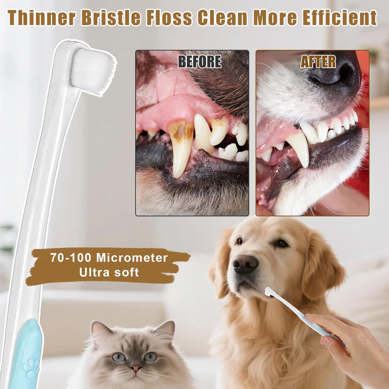 Pack of 2 Dog Toothbrush, Cat Toothbrush, Soft Toothbrush, Dog, Mini Toothbrush, Cat, Reusable Pet Toothbrush for Kittens and Puppy Teeth Cleaning, Oral Care
