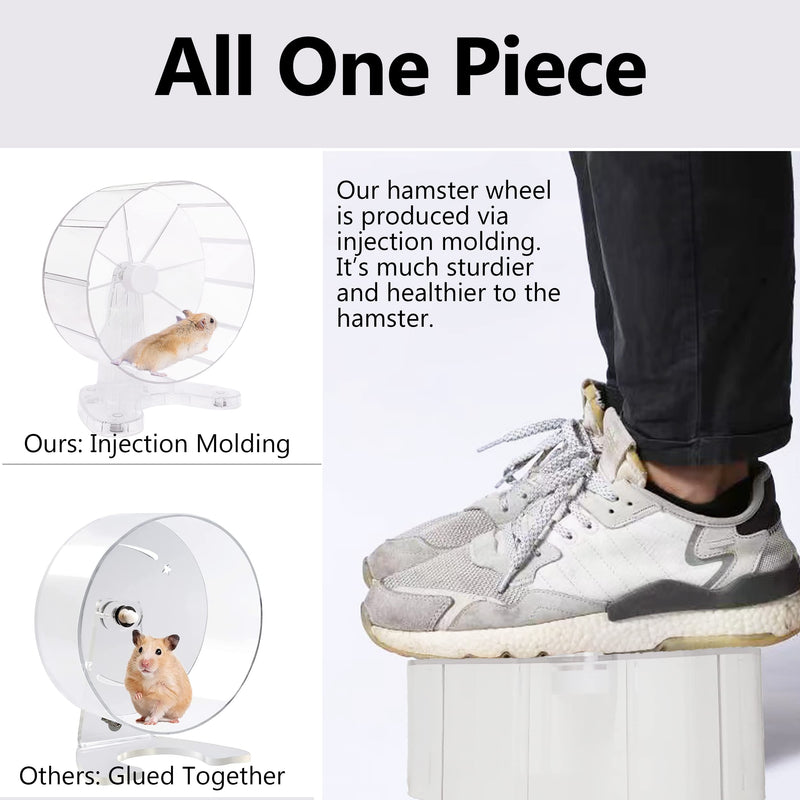 8.5 Inches Super Silent Hamster Wheel for Hamster Exercise Wheel Compatible with Gerbil, Syrian & Dwarf, Chinchilla and More Small Animal Exercise Wheel with Stable Stand, Transparent - PawsPlanet Australia