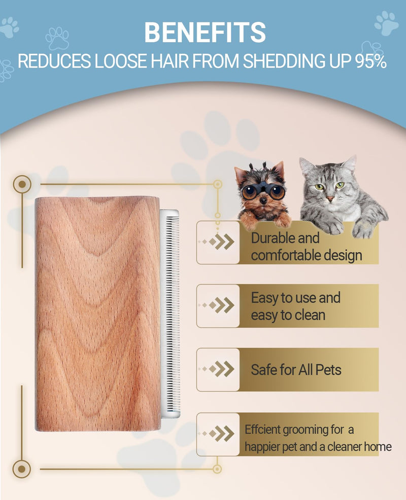 Dog Brush for Shedding | Pet Hair Removal Tool, Cat Grooming Supplies, Deshedding Dog Brush | Combs for cleaning & grooming short and long hair (4.3 Inch (M)) 4.3 Inch ( M ) - PawsPlanet Australia
