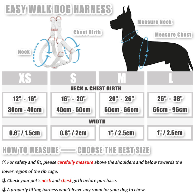 Soft Leather No Pull Dog Harness - Adjustable Step in Dog Harness with Rose Gold Heavy Duty Metal Buckle, Freedom Nylon Dog Halter Vests for Small Medium Large Dogs Easy Walking Training (White,XS) White XS (Neck&Chest Girth 12"-16"x Width 0.6") - PawsPlanet Australia