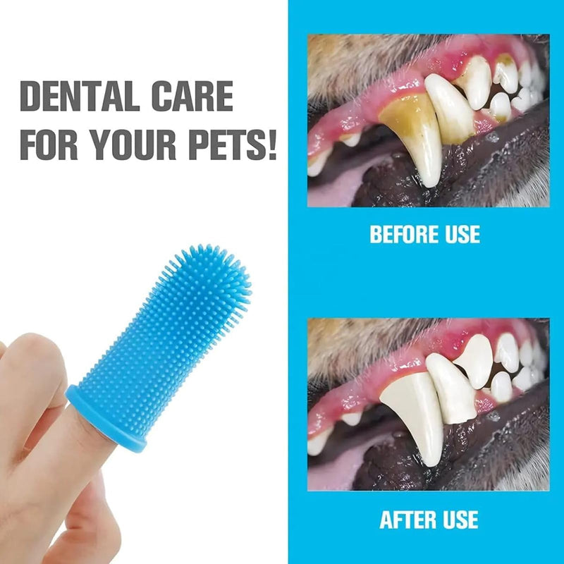 Pack of 4 Dog Toothbrushes, 360º Pets Teeth Cleaning Toothbrush for Dogs Cats, Silicone Finger Toothbrush, Dog, Finger Toothbrush, Reusable, Dog Dental Care Teeth Cleaning