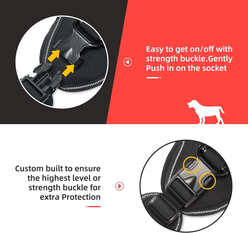 No Pull Dog Harness -Tactical Dog Harness - Military Dog Vest with Adjustable - Dog Harness for Medium Dogs, Service Dog X-Large METAL BLACK - PawsPlanet Australia