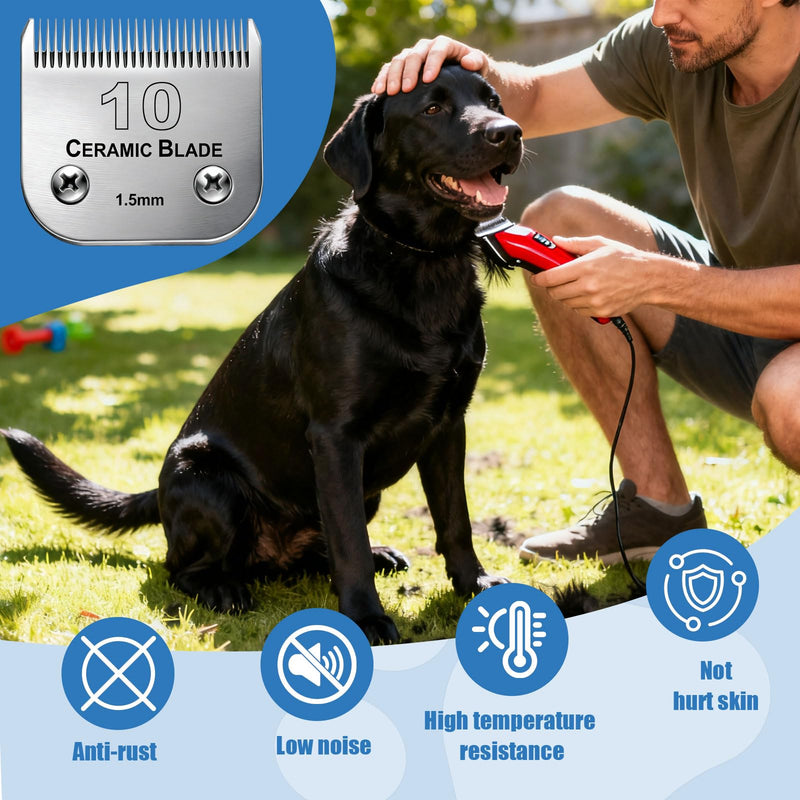 Dog Grooming Replacement Blades Compatible with Andis Dog Clipper, Dog Clipper Blades Compatible with Oster A5,Wahl KM-10 Series Dog Clipper,#10 Blades (1.5mm) Silver