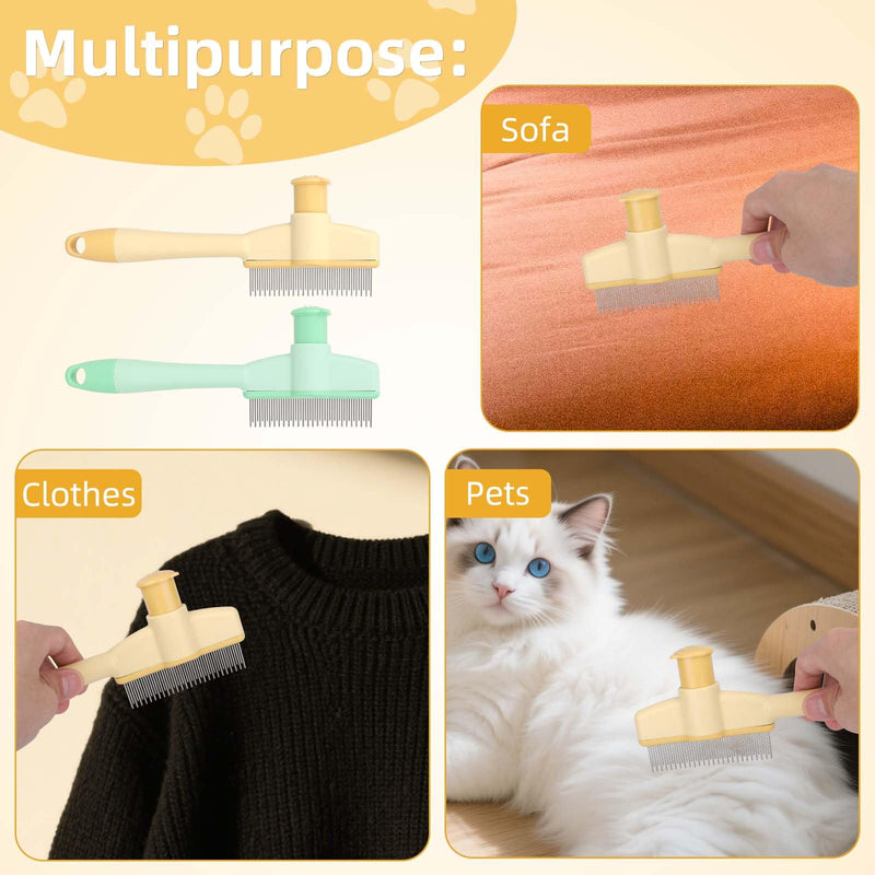 Pet Hair Remover Comb, Cat Brush with Release Button Self-Cleaning Pet Grooming Brush Tool for Shedding Tangles & Removal Loose Hair, Ideal for Dogs Cats Kitten Short & Long Hairs
