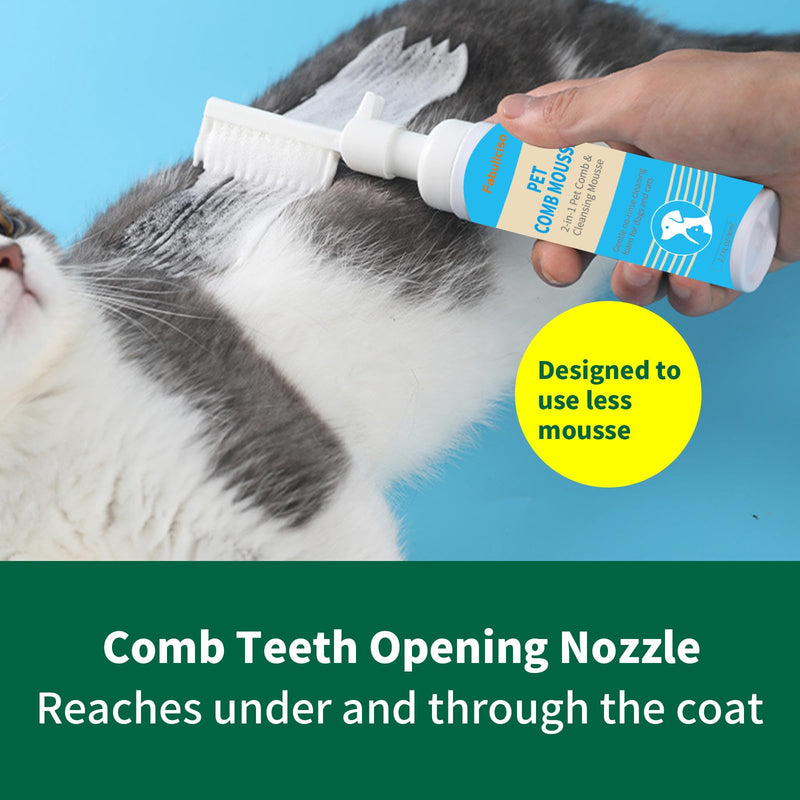 2-in-1 Pet Grooming Kit, Gentle Comb and Waterless Cleaning Mousse for Dogs and Cats, No-Rinse Foam for Fresh-Smelling, Soft, Tangle-Free Coats
