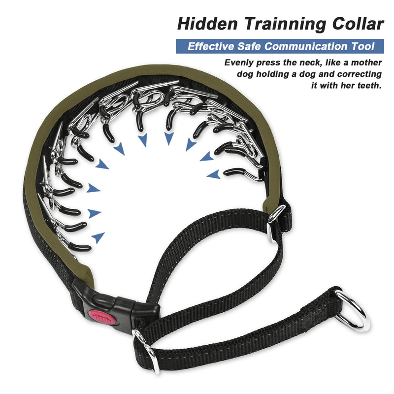 Martingale Collar for Dogs, Hidden No Pull Dog Collar with Buckle, Reflective Nylon Choke Collar Adjustable Limited Slip Collar for Large Medium Small Dogs Anti Pull Training Walking S Army Green S (11"-15" Neck, 1" Wide) Black Army Green - PawsPlanet Australia