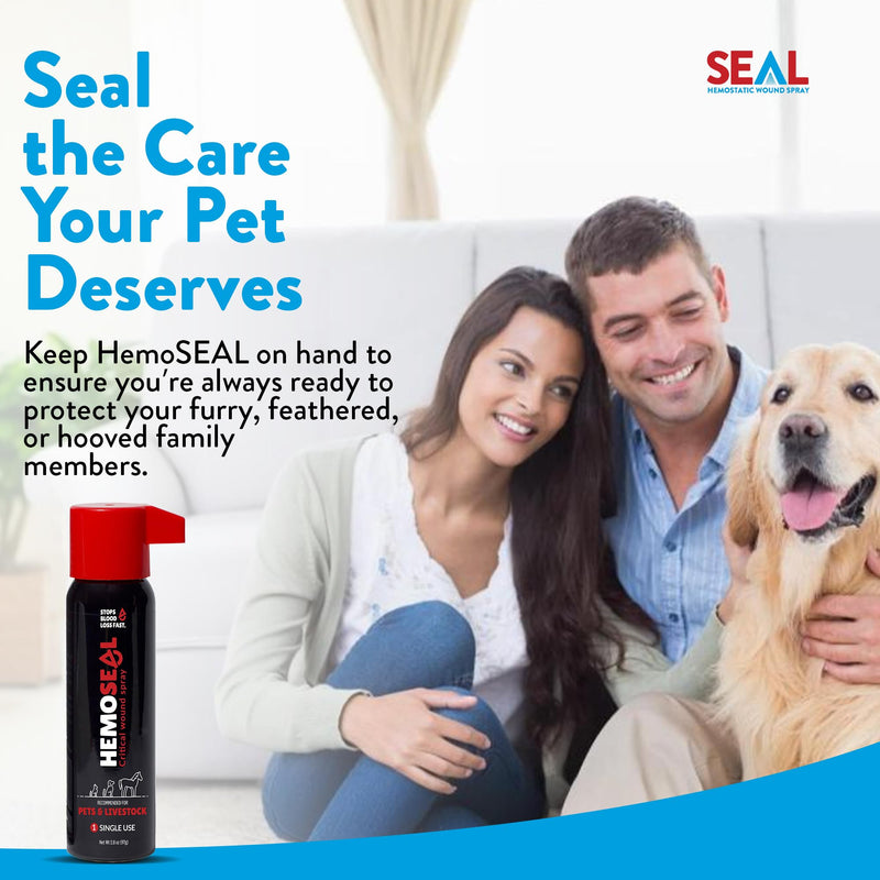 Seal 2.8oz Hemostatic Wound Spray for Pets & Livestock | Rapid Bleeding Control for Dogs Cats Horses Farm Animals Single Use