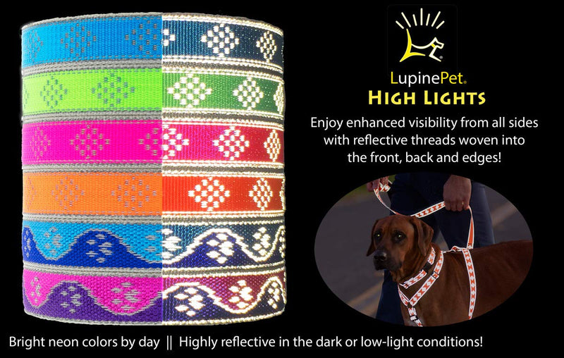 Lupine Reflective Martingale Dog Collar 3/4" Wide Pink Diamond Adjusts from 14" to 20" 3/4"w; 14-20" - PawsPlanet Australia