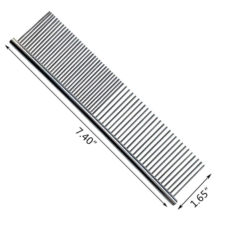 Stainless Steel Pet Grooming Comb with Rounded Ends - Professional Tool for Long and Short-Haired Dogs, Cats and Greyhounds