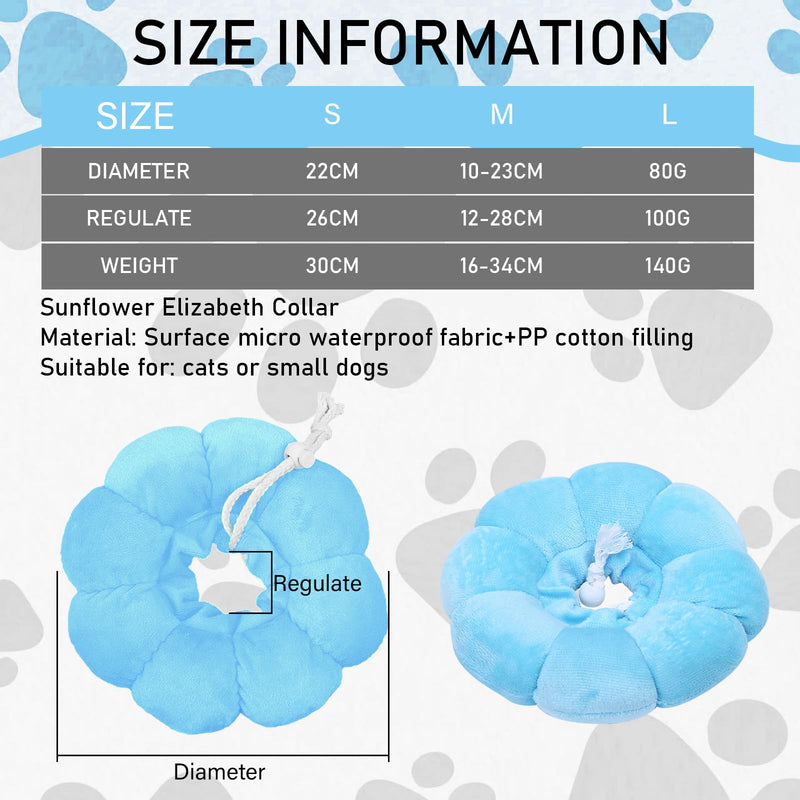 JSTHHTT Cat Neck Brace, Elizabethan Cat Neck Collar, Soft Sunflower Cat Neck Brace Cone, Anti-Bite Safety Protective Collar, for Small Dogs After Surgery and Injuries