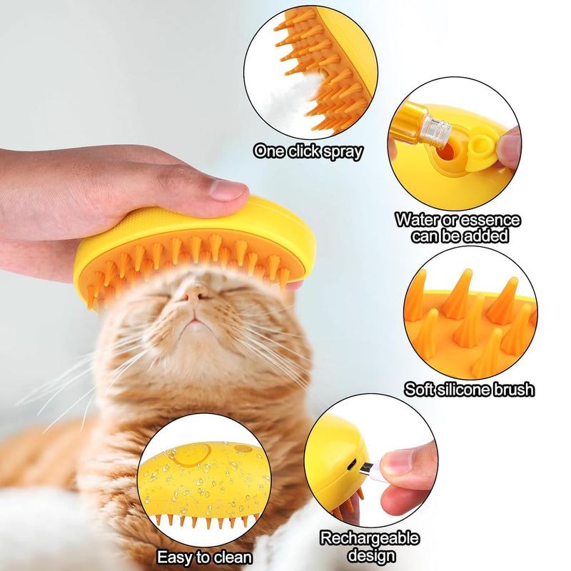 Cat Steam Brush, 3 In1 Spray Cat Brush, Self Cleaning Cat Steamy Brush, Cat Steamy Brush for Massage, Steam Pet Brush for Removing Tangled and Loosse Hair - PawsPlanet Australia