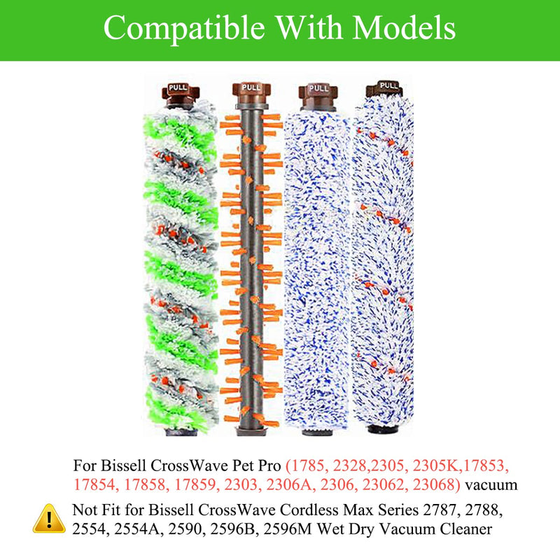 Replacement Parts for Bissell CrossWave 1785 2306 2551 Series Wet Dry Vacuum Cleaner, 1785A 2306A Replacements 1 Set Pet & Multi Surface & Wood Floor & Area Rug Brush Rolls and 2 Pack 1866 Filters