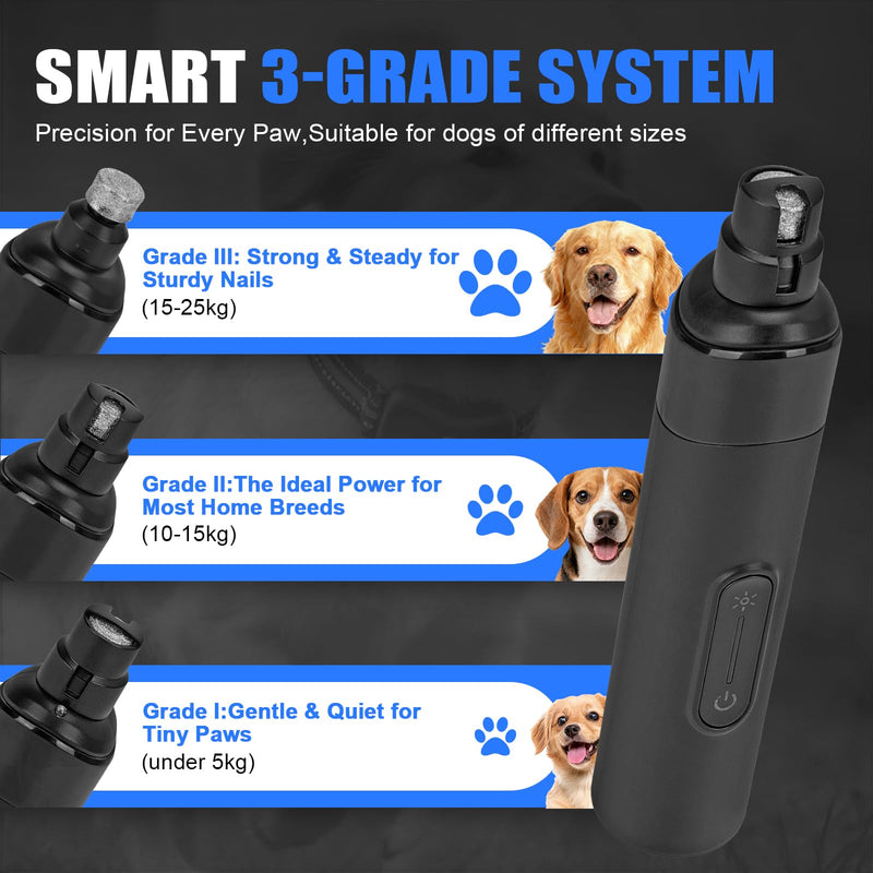 Dog Nail Grinder & Drill 2026 New Silent Groom Pro 3-Speed Pets Electric Nail Trimmer with LED Light, 40dB Quiet & Painless Paws Safe Guard for Dogs and Cats - PawsPlanet Australia