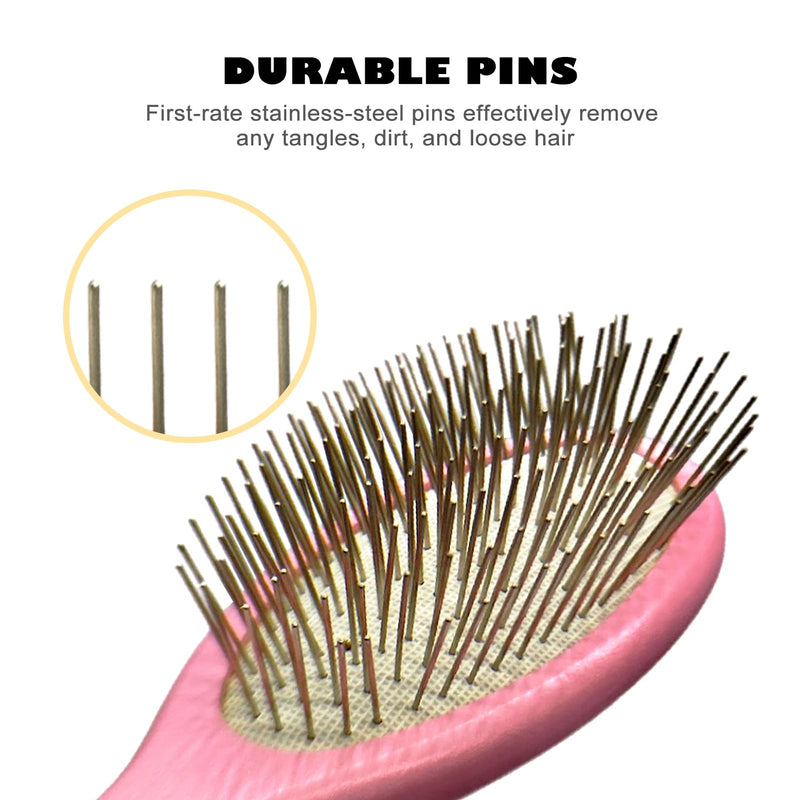 Der Meister Pin Brush, Pets Shedding, Dematting and Grooming Tool for Dogs and Cats With All Hair Types, Remove Loose Fur, Undercoat, Mats, Tangled Hair, Knots (Pink) Pink - PawsPlanet Australia