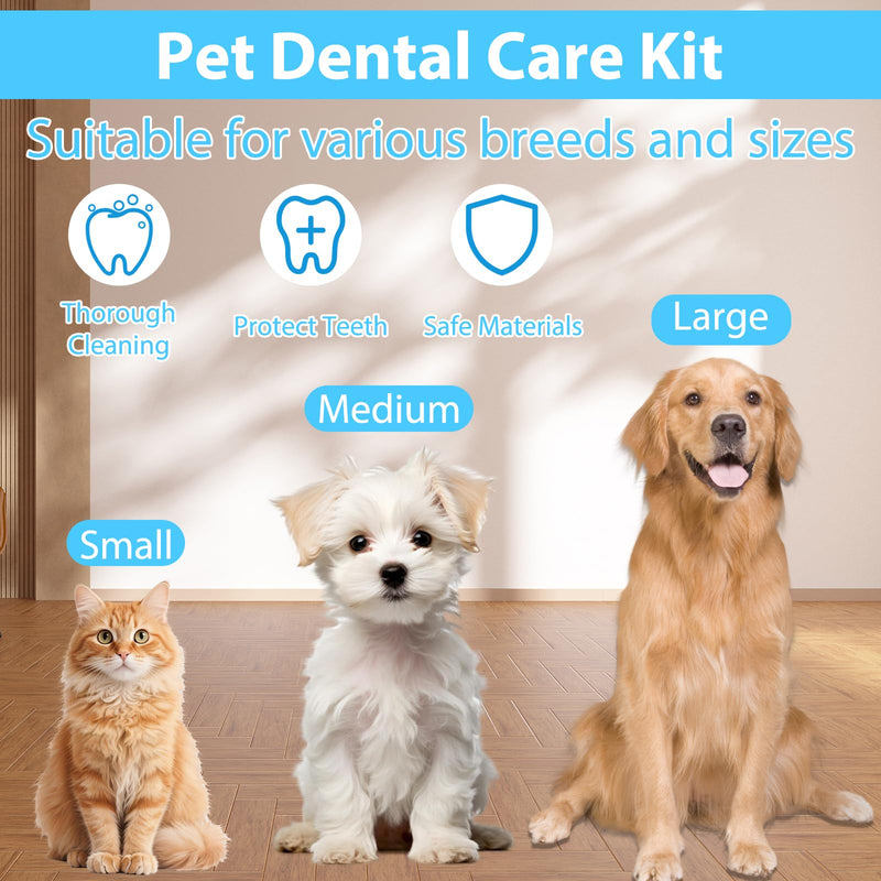 10 Piece Dog Toothbrush Set, 6 Finger Toothbrushes Dog, 1 Three-sided & 2 Double Head Toothbrush & 1 Round Toothbrush for Full Dental Care, for Small, Medium and Large Pets