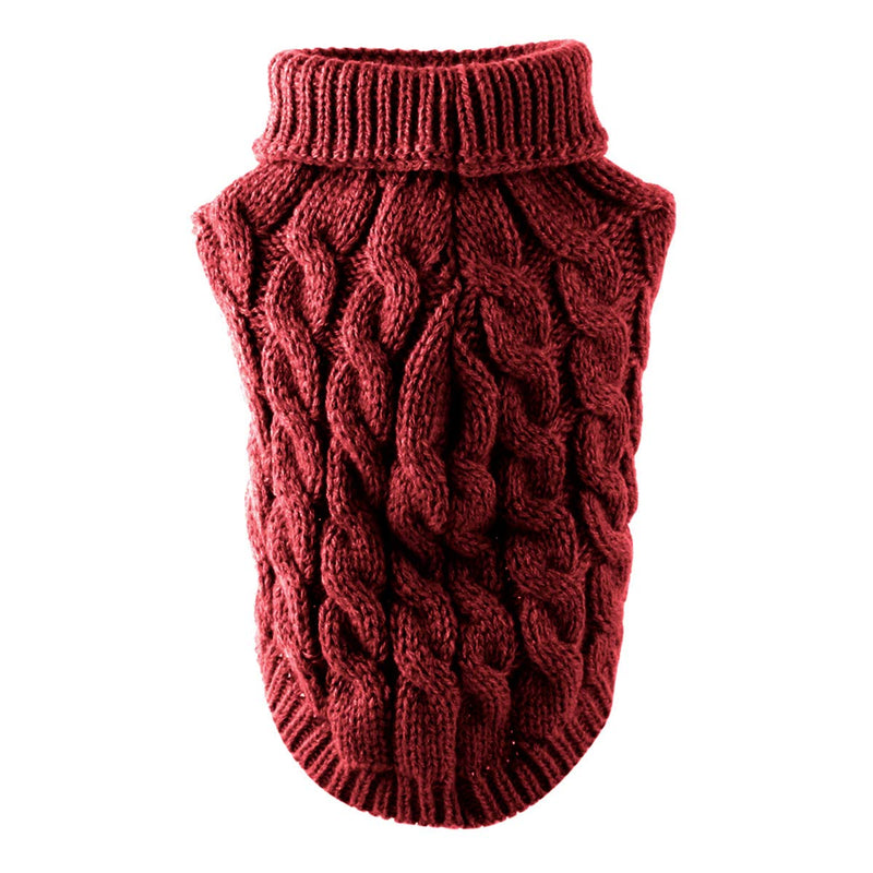 Pet Dog Turtleneck Knitting Sweater Coat Winter Warmer Thickening Pullover Knitwear Crochet Coat Clothes for Small Medium Large Dog Puppy Cat Red - PawsPlanet Australia