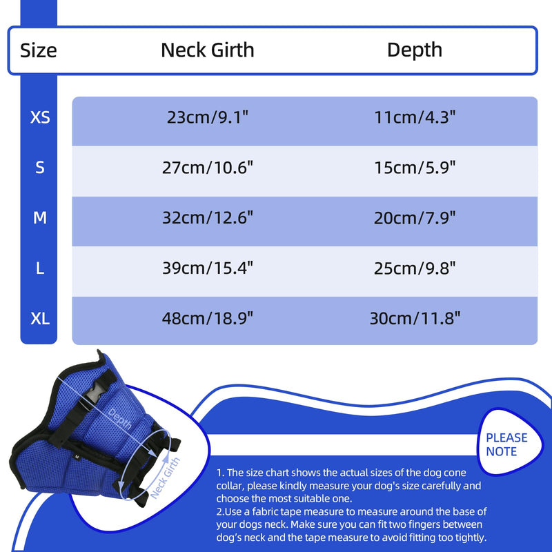 Dog Cone Collar, Adjustable Dog Cones After Surgery Soft Recovery Collars for Dogs, Elizabethan Pet Buster Collars for Dogs, Anti-Bite Dog Neck Collar After Surgery, Blue, S