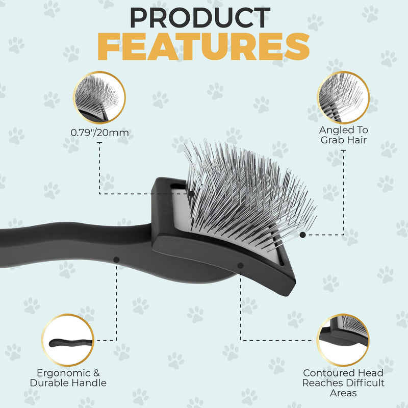 PawsltlveShine Dog Slicker Brush - Easy Grooming Brush for Poodles, Goldendoodles, Golden Retrievers - Dog Brush for long haired dogs - Effortless Grooming, Dematting, Deshedding - Black, Large - PawsPlanet Australia