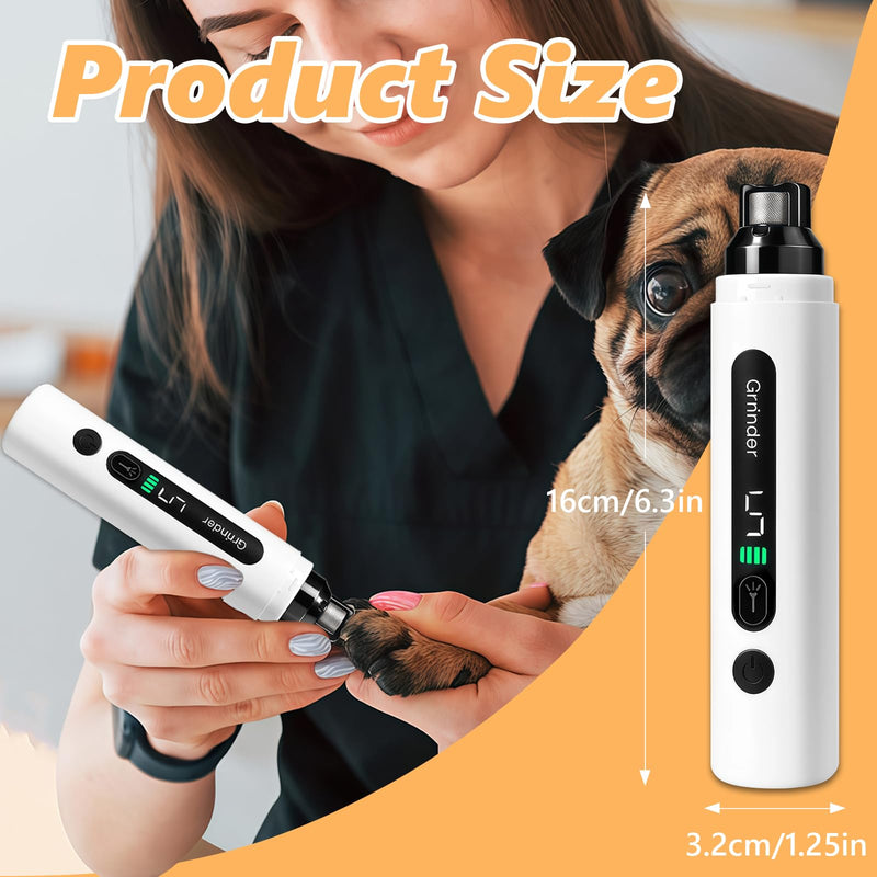 Joyzan Dog Nail Grinders, 5 Speed Adjustable Silent Groom Pro LCD Dog Claw Grinder with LED Light 3 Grinding Heads Low Noise Trimmer Rechargeable Nails File Electric Clippers for Cats Small Dogs Pets
