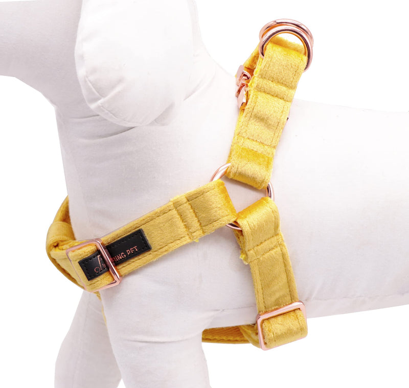 ARING PET Dog Halter Harness, Velvet Dog Harness, Adjustable Dog Halter Harness for Small Medium Large Dogs. Large (Pack of 1) Deep yellow - PawsPlanet Australia