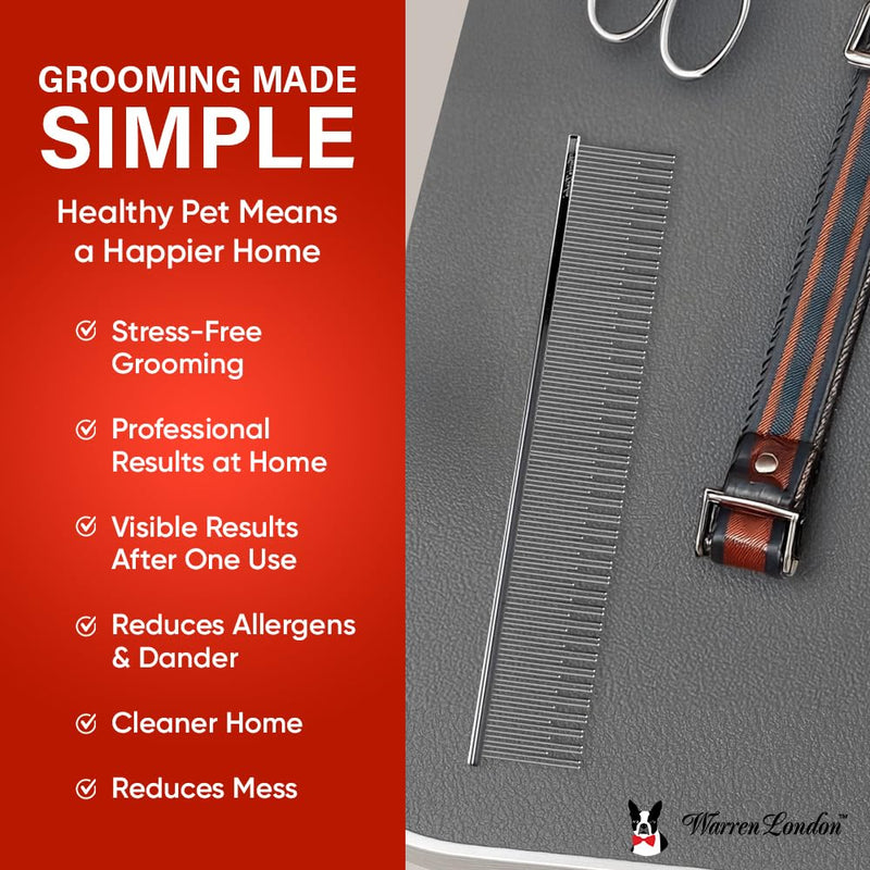Warren London Carding Pro XL Comb 9in | Copper Grooming Comb with Dual-Length Teeth | Removes Undercoat, Loose Fur, and Dander | Groom like a Professional - PawsPlanet Australia