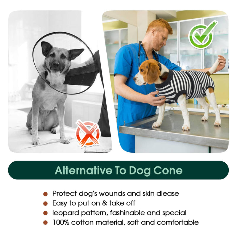 Kuoser Dog Surgery Recovery Suit, Dogs Recovery Suits for Female Spay and Male Neuter, Dog Onesie for After Surgery Post-Op Care, Puppy Post Body Vest Prevent Licking, Grey Stripe S S(Back:11.4"-13.4";Chest:15.7"-19.3")