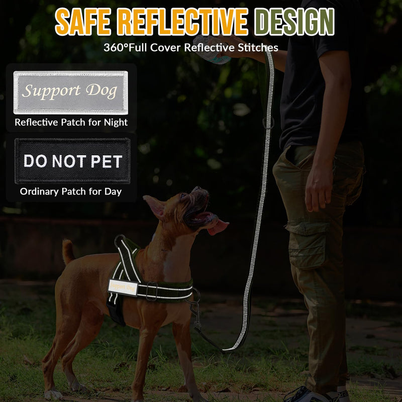 SlowTon No Pull Dog Harness - Heavy Duty Dog Harness and Leash Set for Medium Large Dogs, Reflective Tactical Harness with Soft Padded and Front Clip for Easy Walk and Training (Green L) Green - PawsPlanet Australia