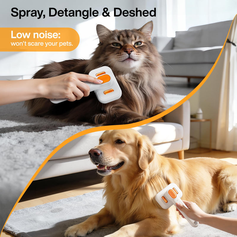 Dog Brush for Shedding & Cat Brush for Indoor Cats: 3-in-1 Cool Mist & Spray Groomer for Detangling, Deshedding & Bath - Anti-Static, Self-Cleaning for Long/Short Haired Pets - PawsPlanet Australia