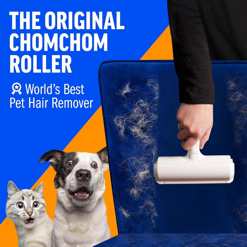 Pet Hair Remover Roller - Reusable Lint Roller for Dog & Cat Hair on Furniture, Couch, Carpet, Clothing - Eco-Friendly Portable Fur Remover Tool (White) - PawsPlanet Australia